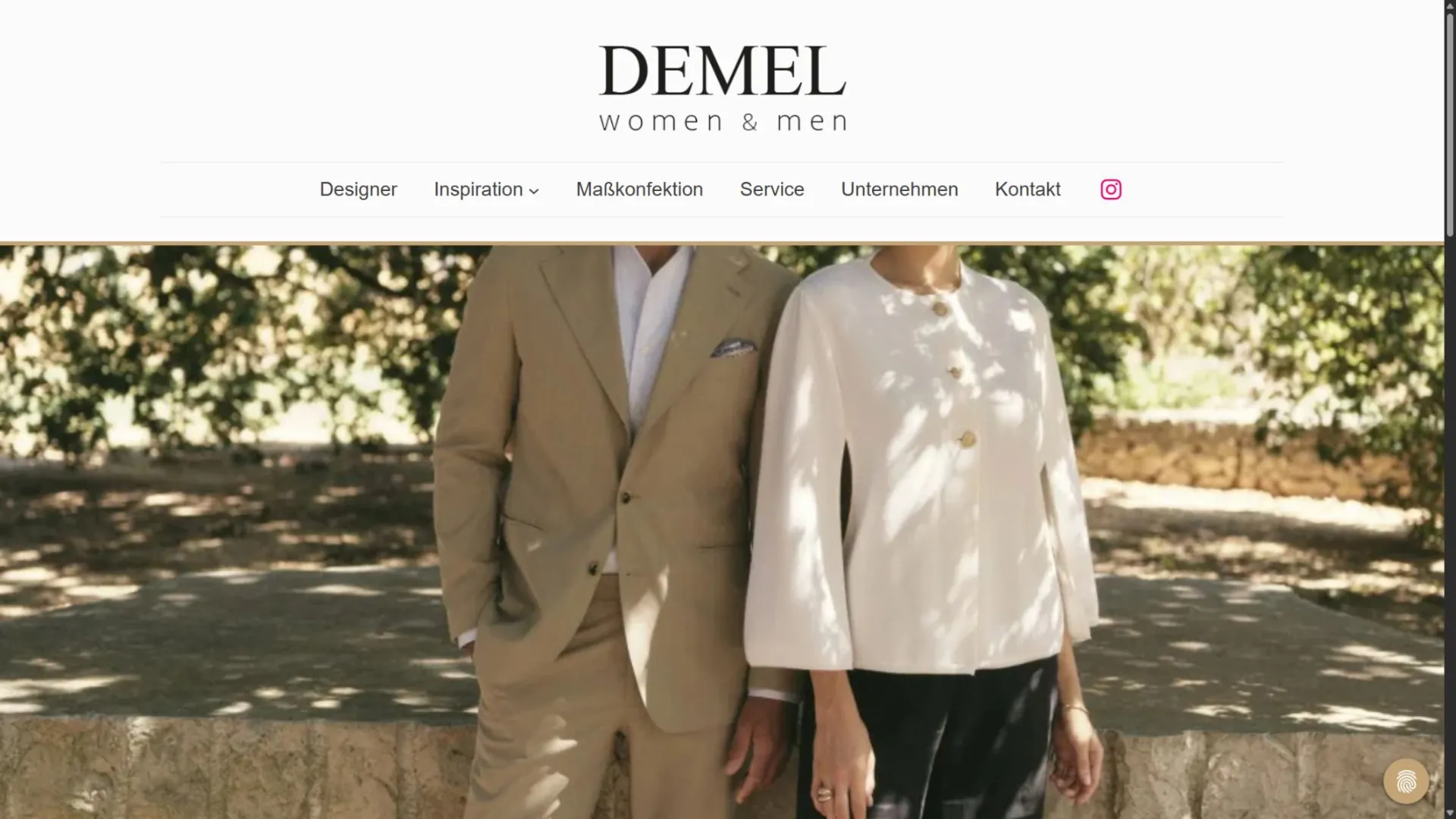 Screenshot der Website von Demel Mode