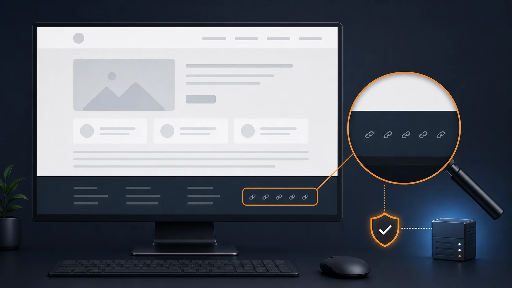 Versteckte Backlinks werden in einer manipulierten WordPress-Seite sichtbar gemacht