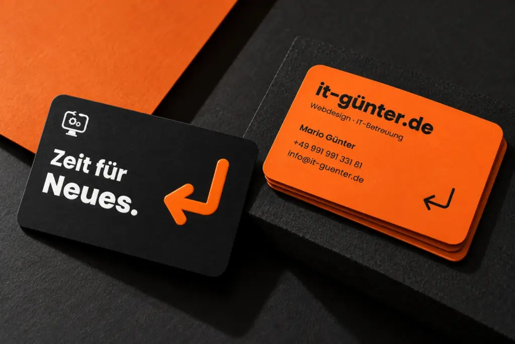 Visitenkartendesign Enter für it-günter.de: räumliche Materialvisualisierung