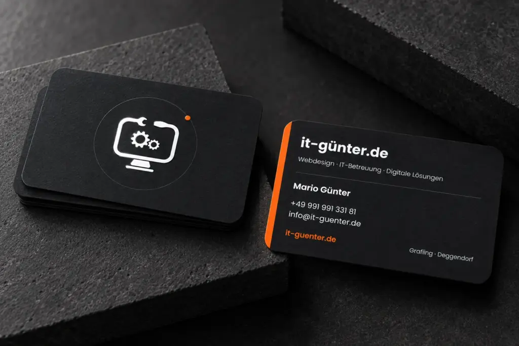 Visitenkartendesign Obsidian für it-günter.de: räumliche Materialvisualisierung