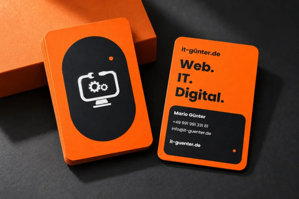 Visitenkartendesign Portal für it-günter.de: räumliche Materialvisualisierung