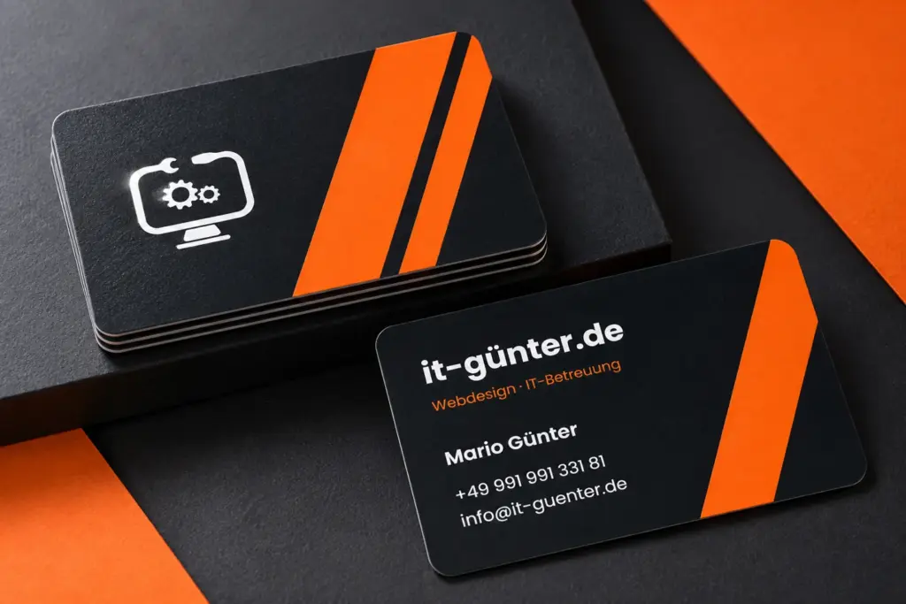 Visitenkartendesign Schub für it-günter.de: räumliche Materialvisualisierung